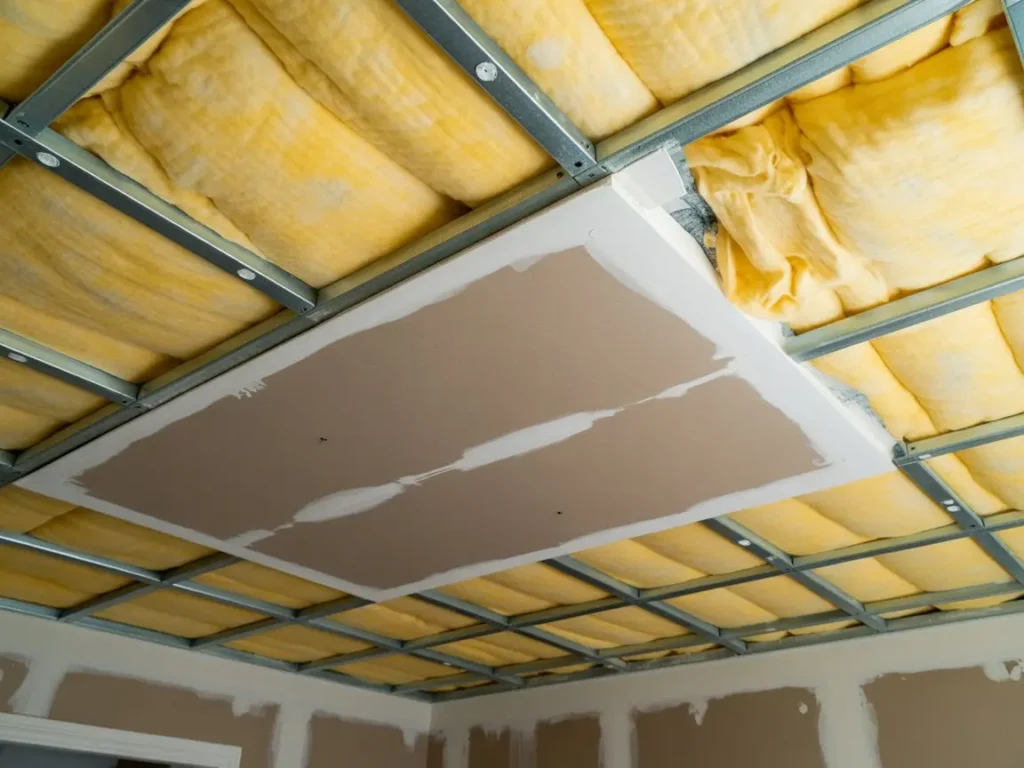 Aislamiento termico en techos y pisos de viviendas antiguas con lana mineral y perfilería metálica.