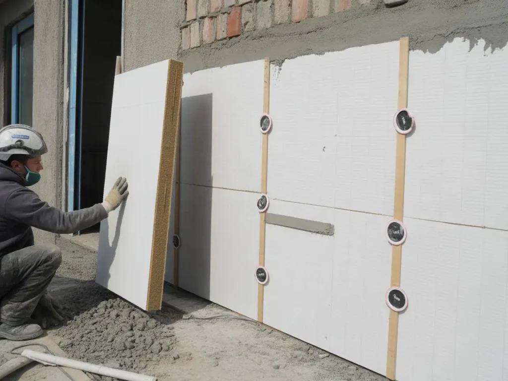 Paneles de poliestereno extruido de alto rendimiento en paredes exteriores de Toledo.