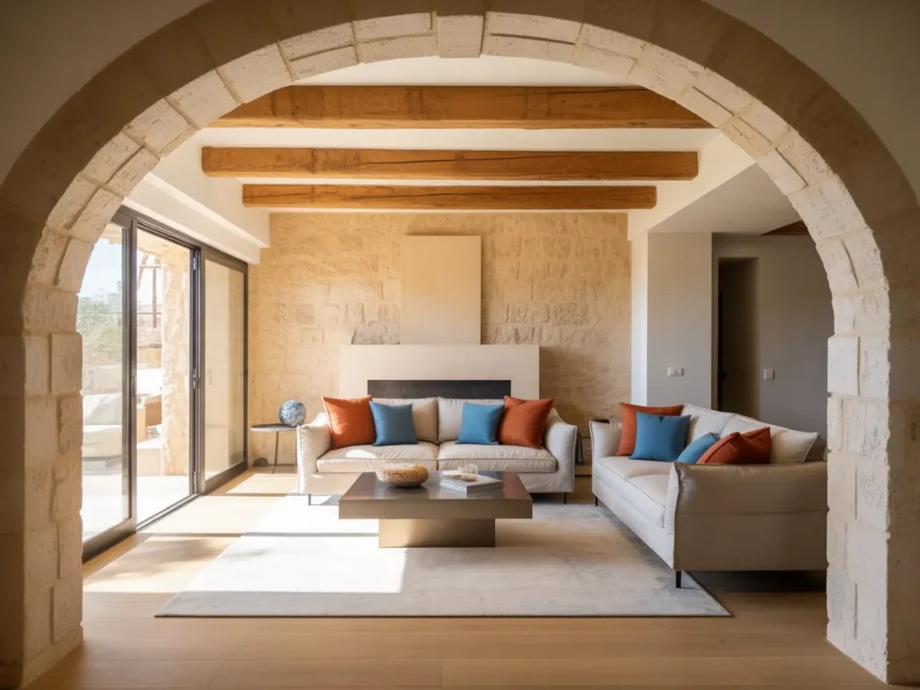 Reformas comedor con vigas en Toledo con pladur y espacios luminosos