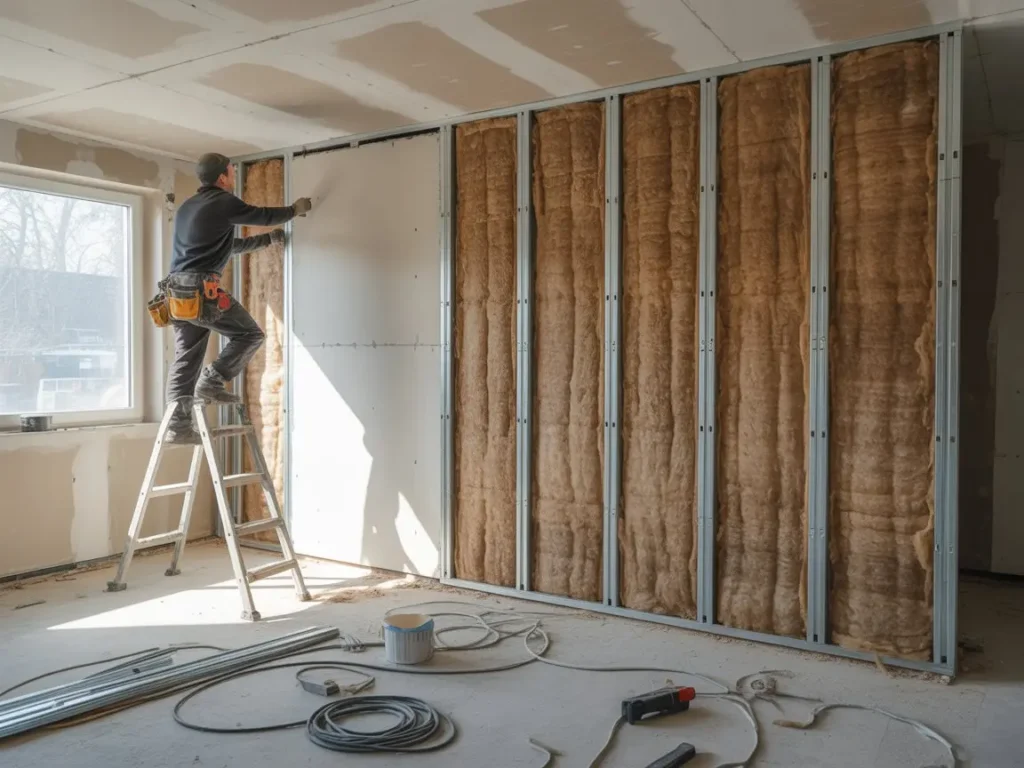 Soluciones mixtas de redistribucion y aislamiento termico en Toledo con pladur interior.